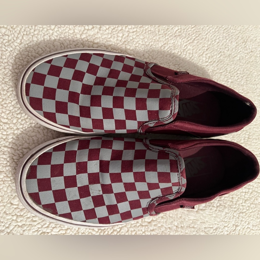 Vans Maroon Checkerboard Slip-on Women 8.5